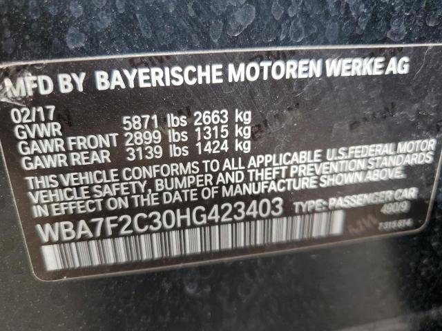 VIN WBA7F2C30HG423403 2017 BMW 7 Series, 750 XI no.12