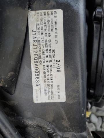 2006 YAMAHA YZFR6 L JYARJ12E06A005636
