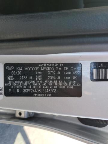 3KPF24AD8LE243208 KIA FORTE FE