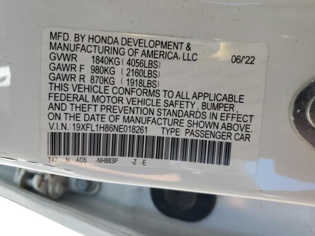 19XFL1H86NE018261 Honda Civic Sport Touring