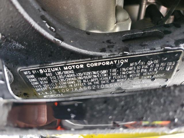 2006 SUZUKI GSX-R750 K - JS1GR7KA562105580
