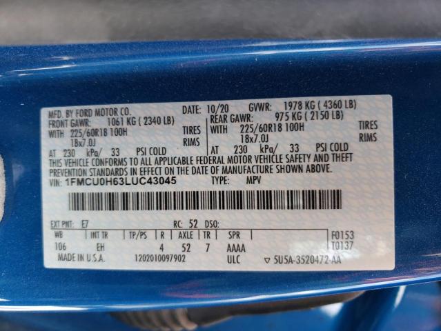 1FMCU0H63LUC43045 Ford ESCAPE SEL