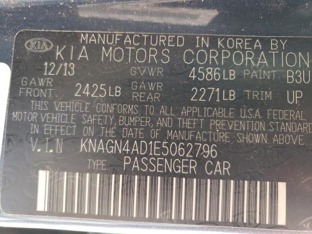 KNAGN4AD1E5062796 KIA OPTIMA HYBRID