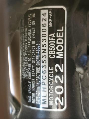2022 HONDA CB500 FA - MLHPC6353N5300624