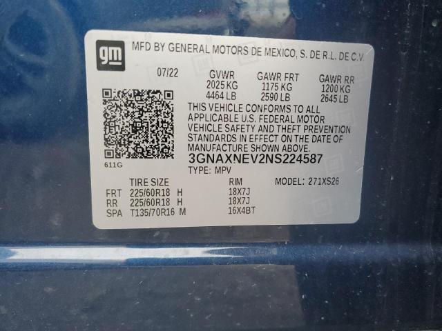 2022 CHEVROLET EQUINOX PR - 3GNAXNEV2NS224587