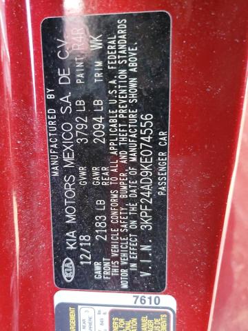 3KPF24AD9KE074556 KIA FORTE FE