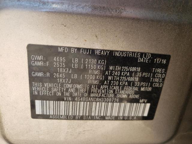 4S4BSANC8H3300726 Subaru Outback 2.5i Limited
