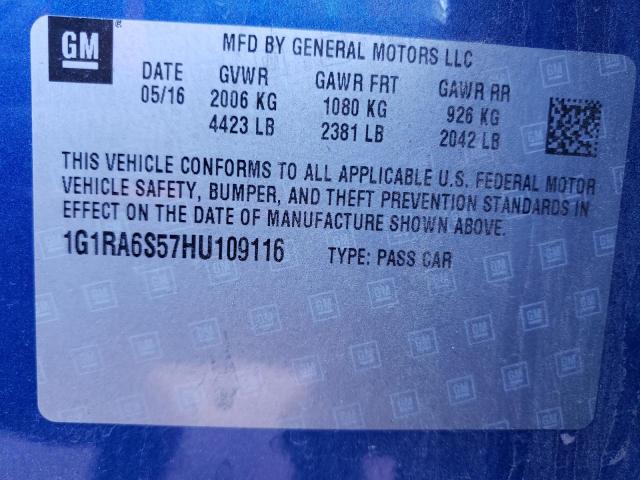 VIN 1G1RA6S57HU109116 2017 Chevrolet Volt, LT no.12