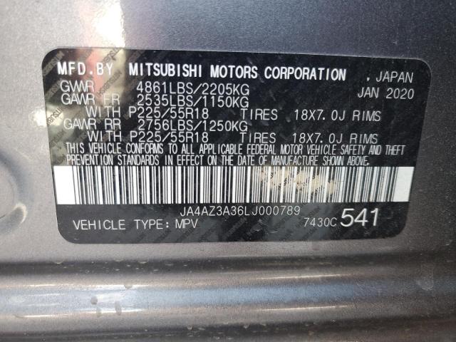 JA4AZ3A36LJ000789 | 2020 Mitsubishi outlander se