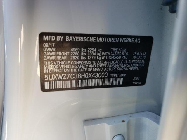 5UXWZ7C38H0X43000 BMW X3 Sdrive28i