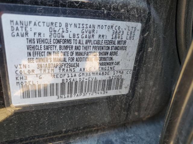  NISSAN SENTRA 2015 Чорний