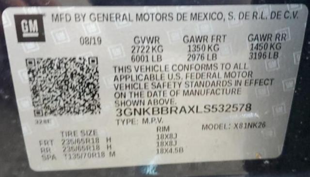 3GNKBBRAXLS532578 | 2020 CHEVROLET BLAZER 1LT