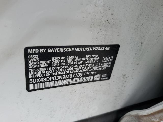 5UX43DP03N9M67789 2022 BMW X3, photo no. 12