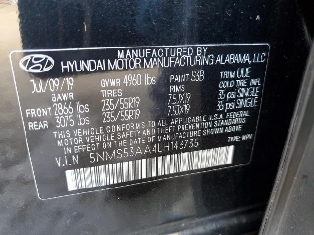 5NMS53AA4LH143735 | 2020 HYUNDAI SANTA FE L