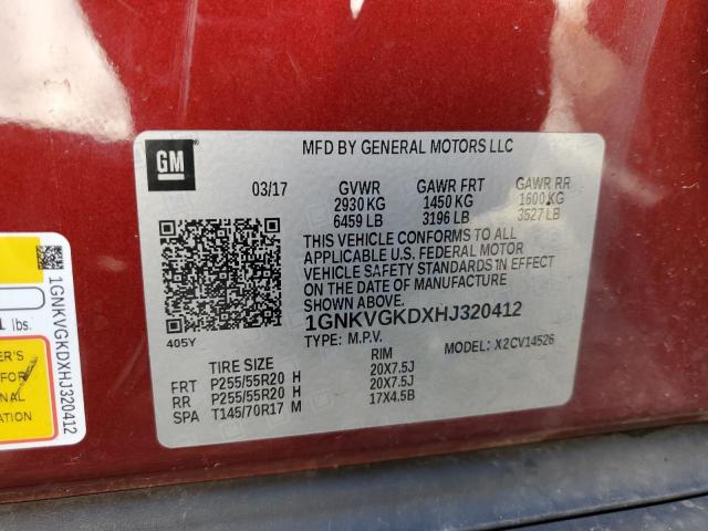 1GNKVGKDXHJ320412 | 2017 Chevrolet traverse lt