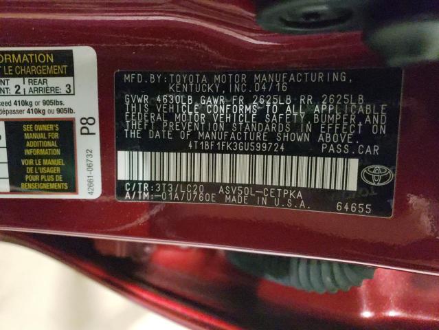 2016 TOYOTA CAMRY LE - 4T1BF1FK3GU599724
