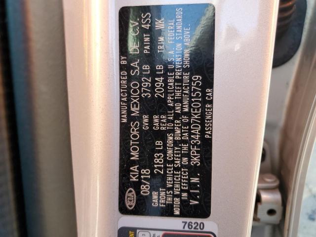 3KPF34AD7KE015759 KIA Forte Gt Line