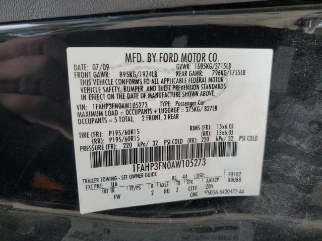 2010 Ford Focus Se VIN: 1FAHP3FN0AW105273 Lot: 39982574