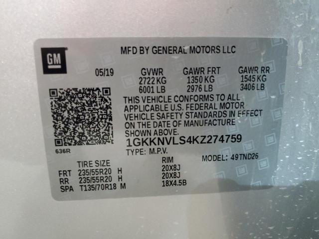 2019 GMC ACADIA ALL 1GKKNVLS4KZ274759