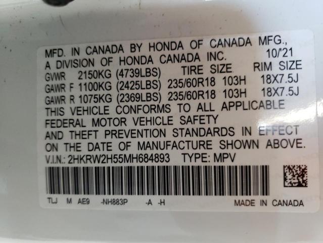 2HKRW2H55MH684893 | 2021 HONDA CR-V EX