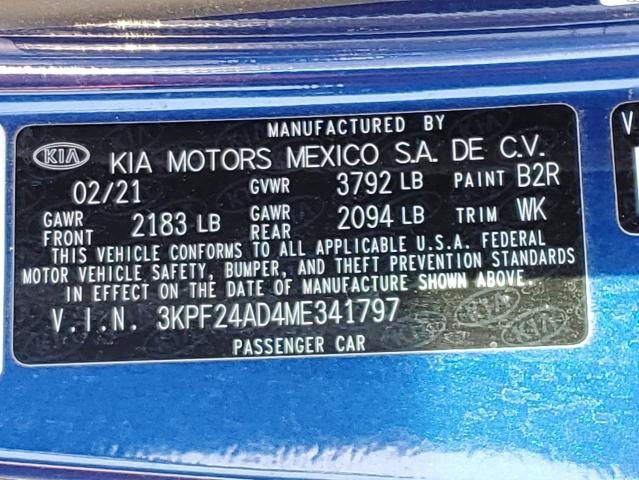 3KPF24AD4ME341797 KIA FORTE FE