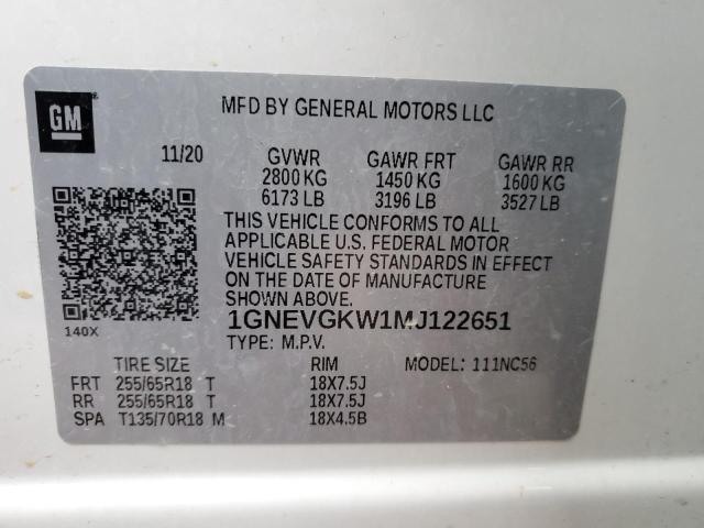 1GNEVGKW1MJ122651 Chevrolet Traverse L 13