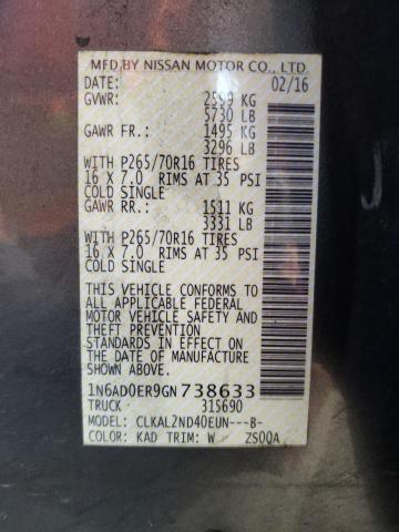 1N6AD0ER9GN738633 Nissan FRONTIER S