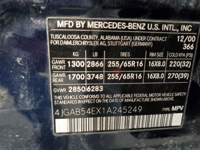 4JGAB54EX1A245249 2001 Mercedes-Benz Ml 320