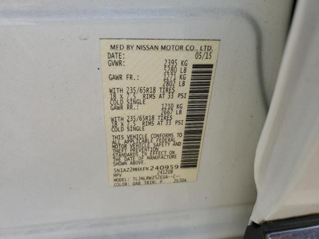 5N1AZ2MHXFN240959 Nissan MURANO S
