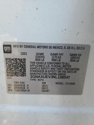 2022 CHEVROLET EQUINOX LT - 3GNAXUEV3NL138547