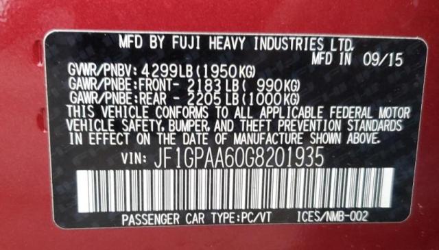 JF1GPAA60G8201935 Subaru Impreza