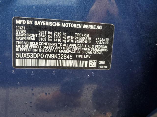 5UX53DP07N9K32848 BMW X3 Xdrive30i