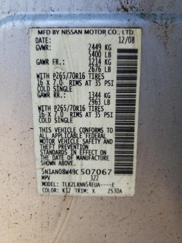 2009 Nissan Xterra Off Road VIN: 5N1AN08W49C507067 Lot: 73338863