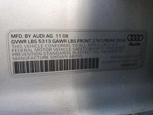 2009 Audi A6 Prestige VIN: WAUWG74F29N027470 Lot: 73652933