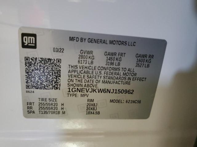 1GNEVJKW6NJ150962 Chevrolet Traverse Rs