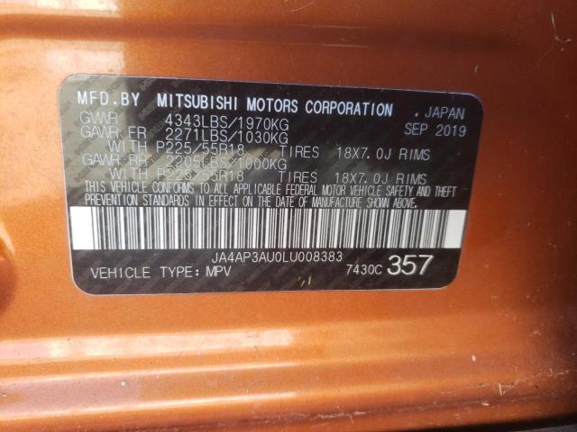 JA4AP3AU0LU008383 Mitsubishi Outlander Sport Es