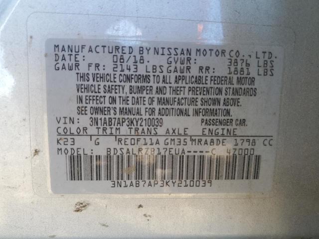 2019 NISSAN SENTRA S/S 3N1AB7AP3KY210039