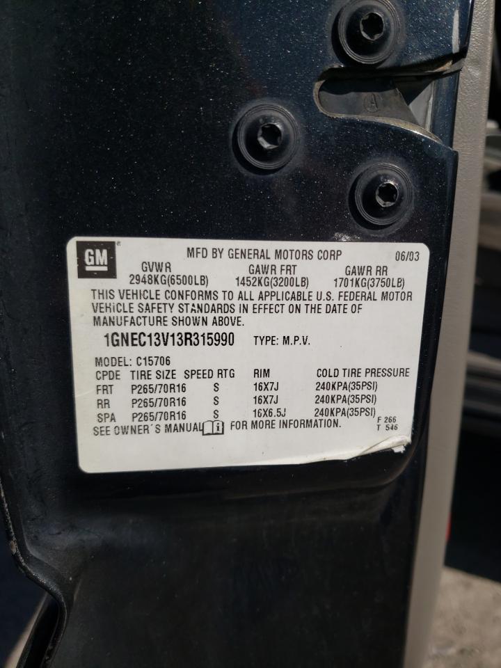 1GNEC13V13R315990 2003 Chevrolet Tahoe C1500