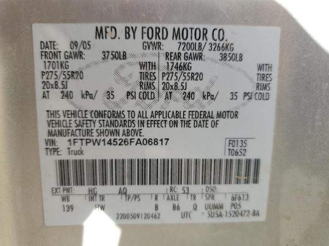 1FTPW14526FA06817 | 2006 Ford f150 supercrew