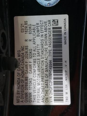 2HGFC2F88MH549944 Honda Civic Sport