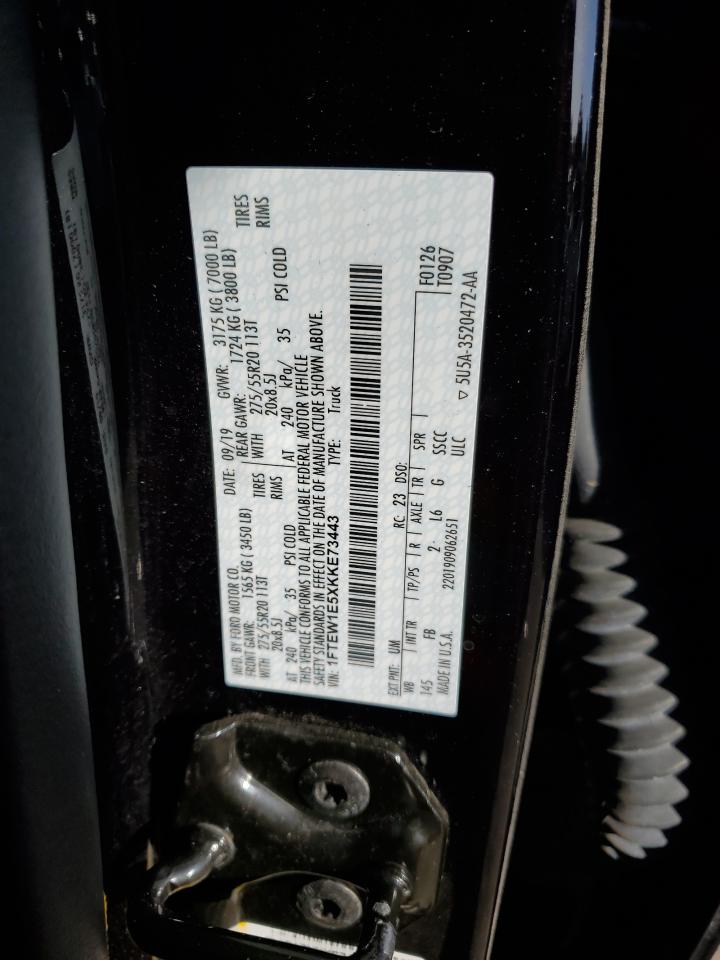 VIN: 1FTEW1E5XKKE73443 2019 FORD F-150