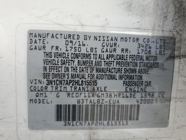 3N1CN7AP2HL815515 Nissan VERSA S
