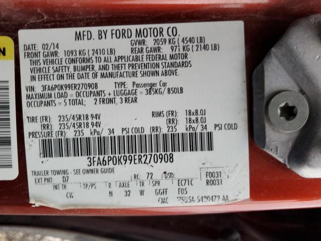 3FA6P0K99ER270908 | 2014 FORD FUSION TIT