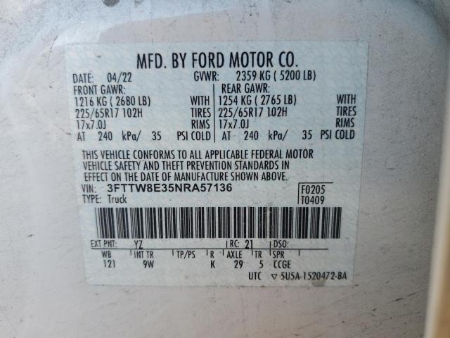 3FTTW8E35NRA57136 Ford Maverick Xl
