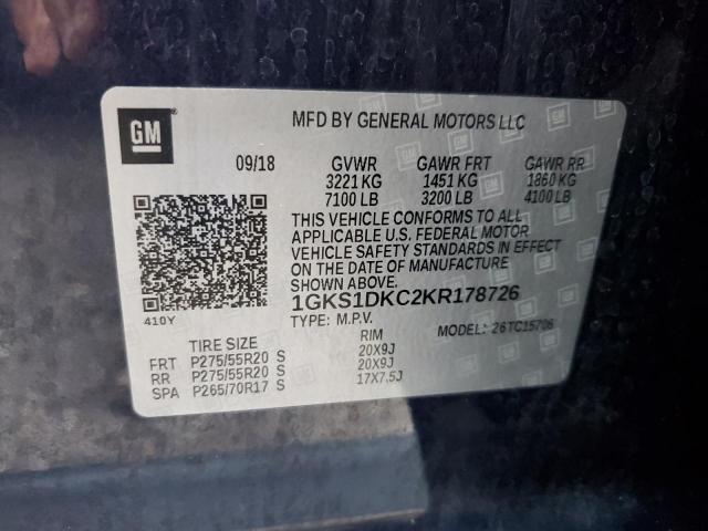 1GKS1DKC2KR178726 GMC YUKON SLT