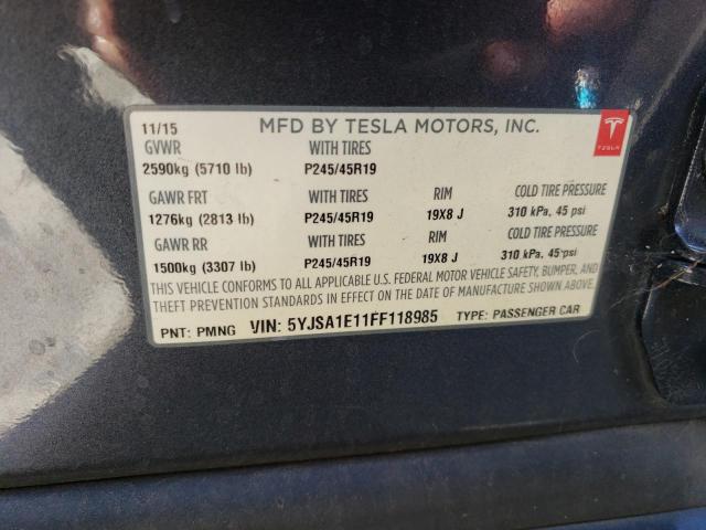 5YJSA1E11FF118985 | 2015 TESLA MODEL S