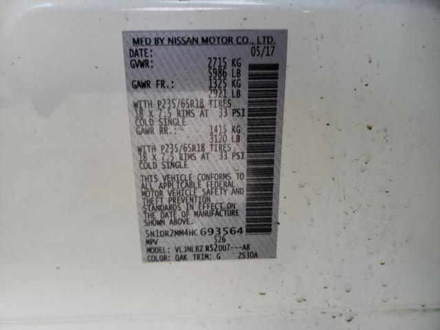 5N1DR2MM4HC693564 Nissan Pathfinder S