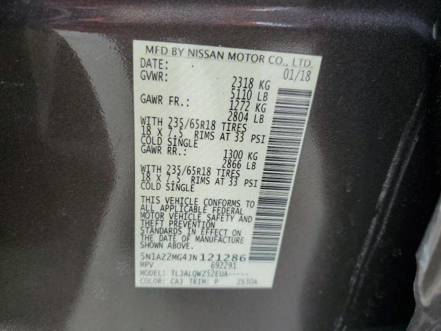 5N1AZ2MG4JN121286 Nissan MURANO S