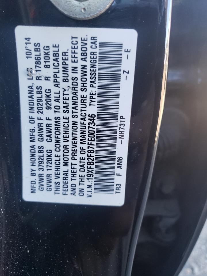 19XFB2F87FE007346 2015 Honda Civic Ex 19XFB2F87FE007346 2015 Honda Civic Ex