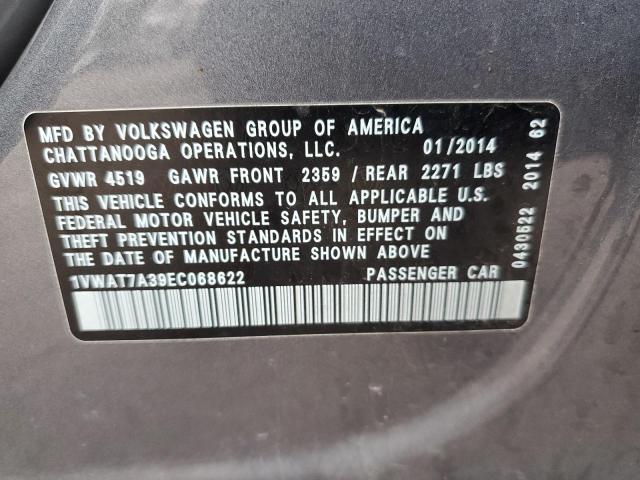 1VWAT7A39EC068622 | 2014 VOLKSWAGEN PASSAT S